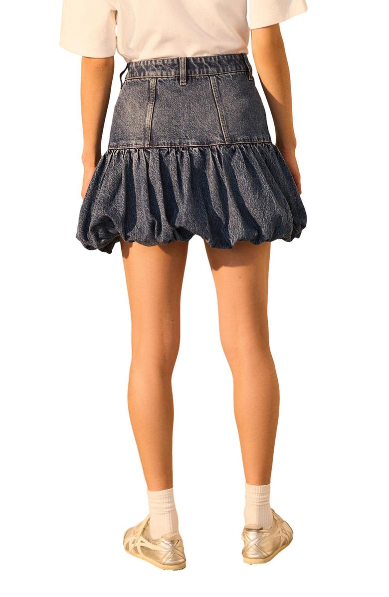 NEXT Puffball Denim Miniskirt, Alternate, color, Blue