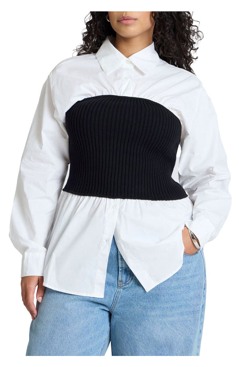 ELOQUII Sweater Tube Twofer Top, Main, color, Black And White