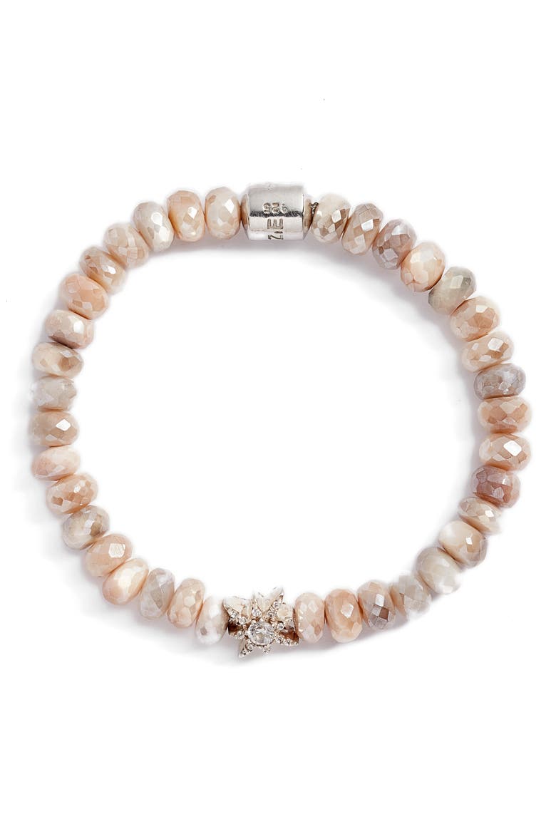 Bohème Star Moonstone Bead Bracelet, Main, color, SILVER