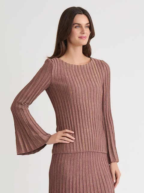 Lurex Bell Sleeve Soft Knit Tunic