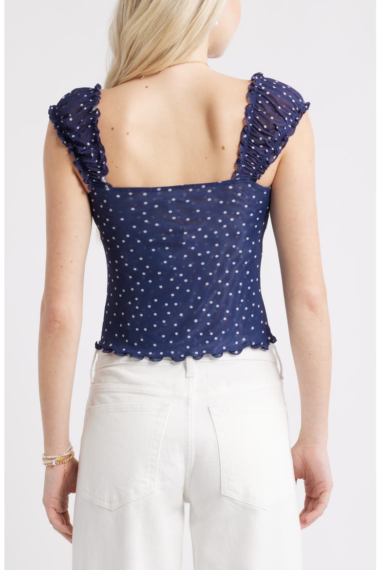 Print Mesh Top, Alternate, color, NAVY- WHITE MYLA DOT