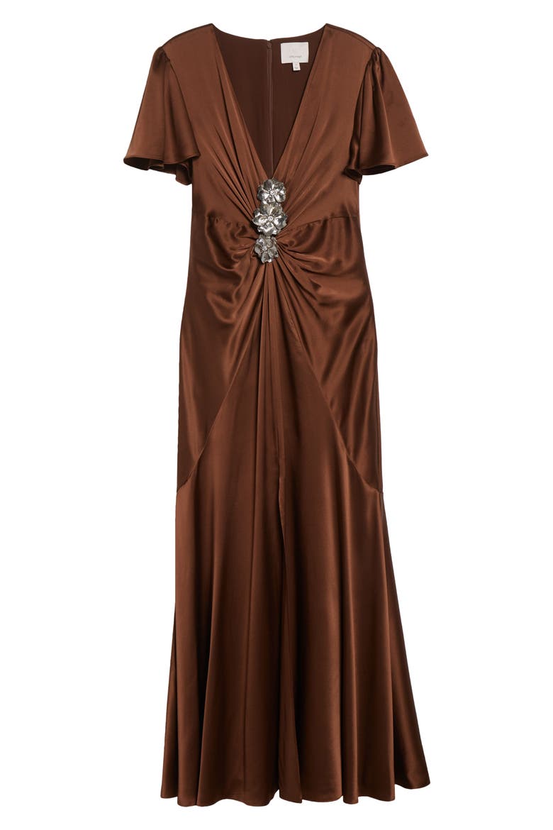 Kordyn Silk Maxi Dress, Alternate, color, DARK SEPIA