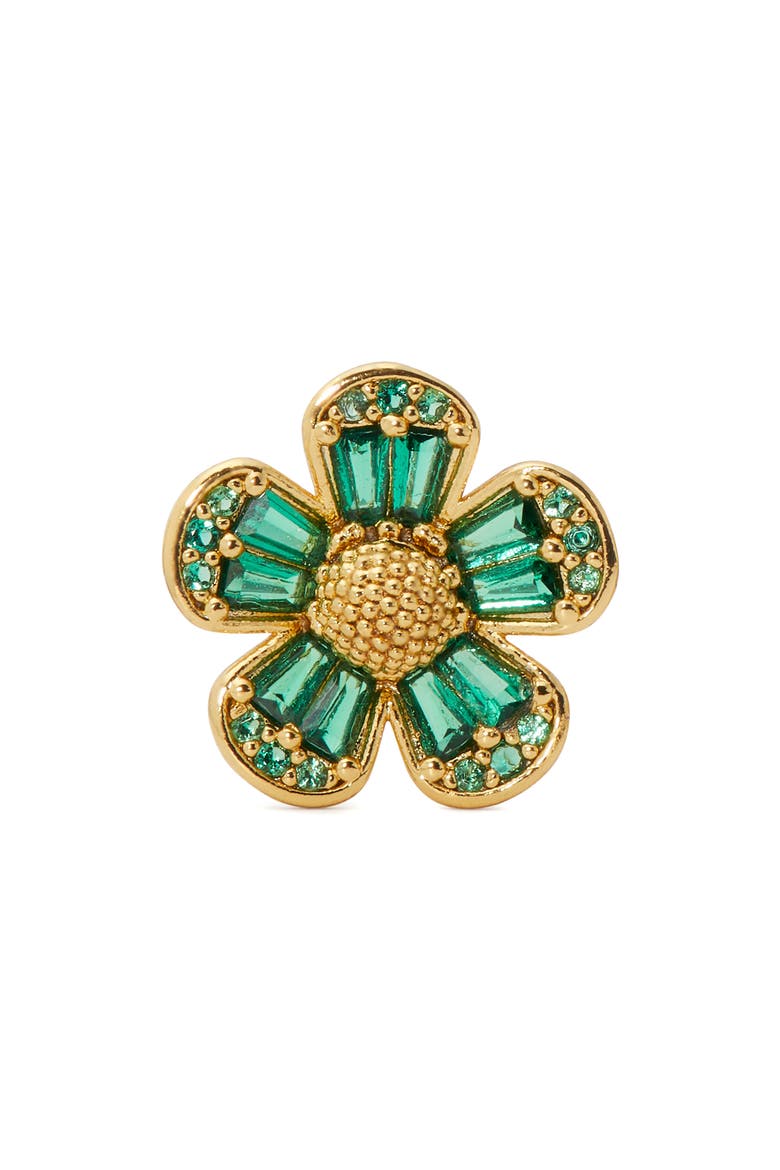 fleurette cubic zirconia stud earrings, Alternate, color, GREEN