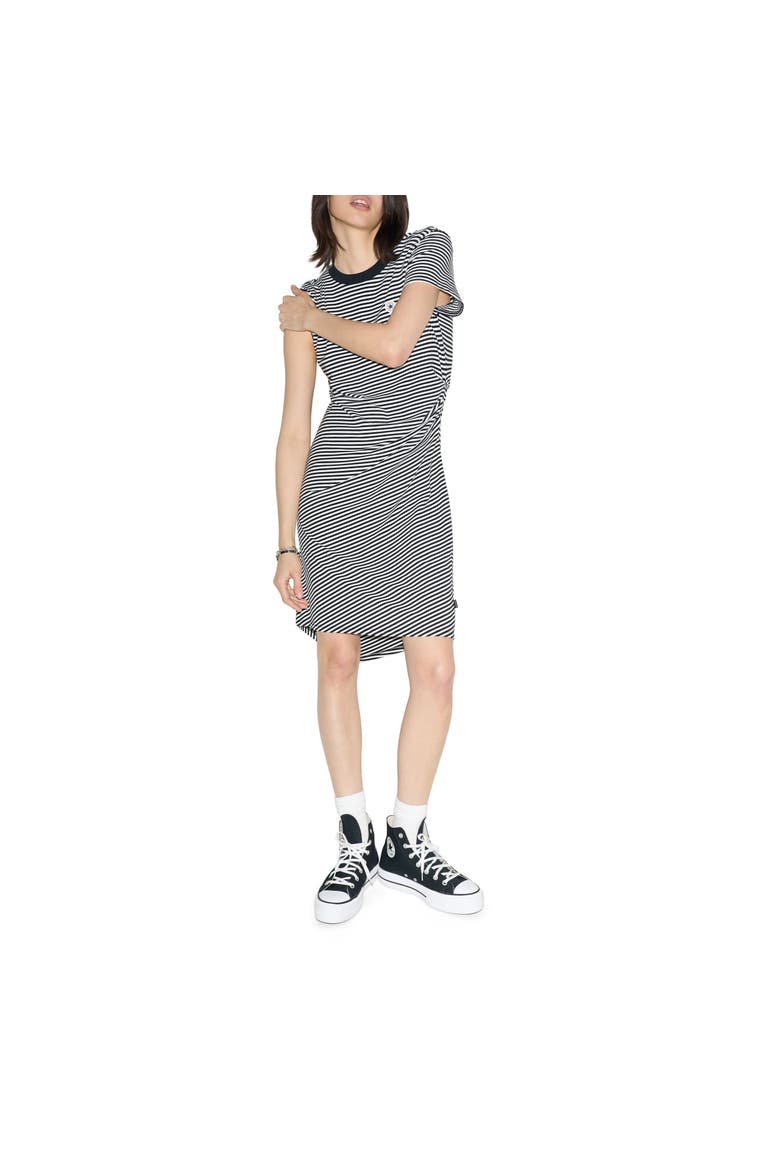 Print Drape Tee Dress, Alternate, color, Converse Black Stripe