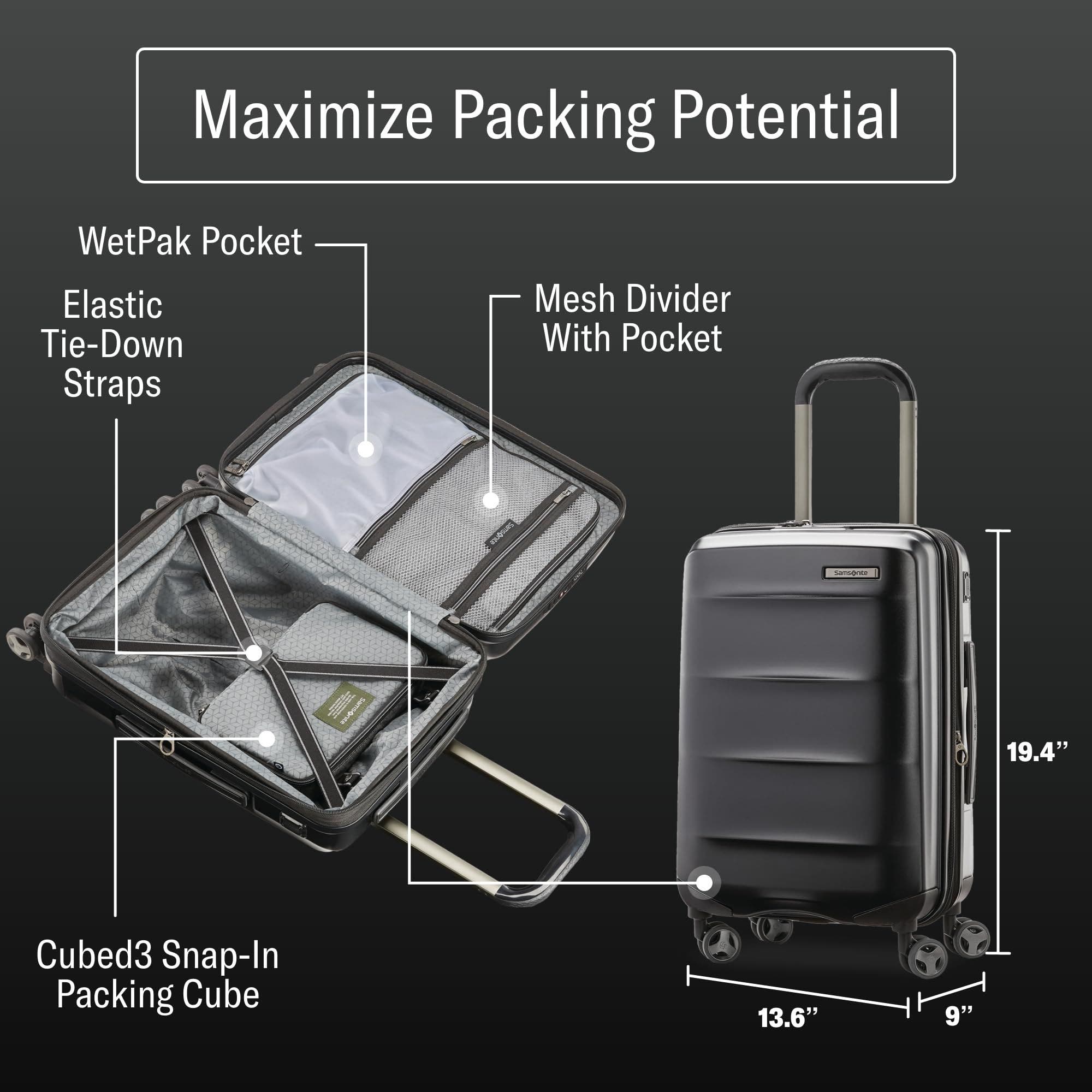 Samsonite Octiv Hardside Spinner 22-Inch Carry-On Luggage, Alternate, color, Stealth Black