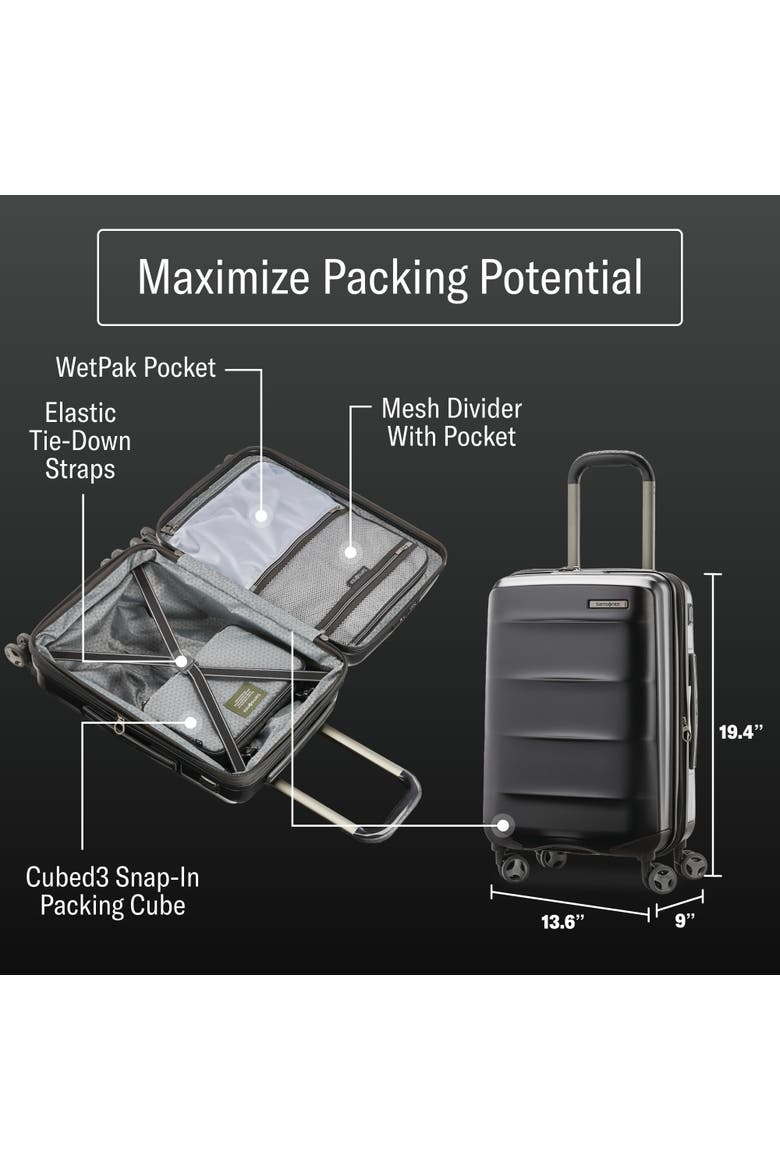 Octiv Hardside Spinner 22-Inch Carry-On Luggage, Alternate, color, STEALTH BLACK