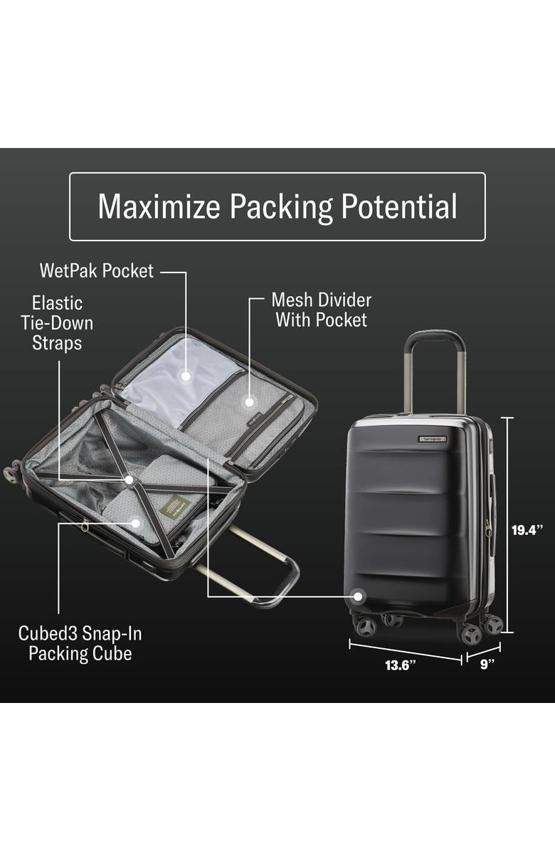 Samsonite Octiv Hardside Spinner 22-Inch Carry-On Luggage, Alternate, color, Stealth Black