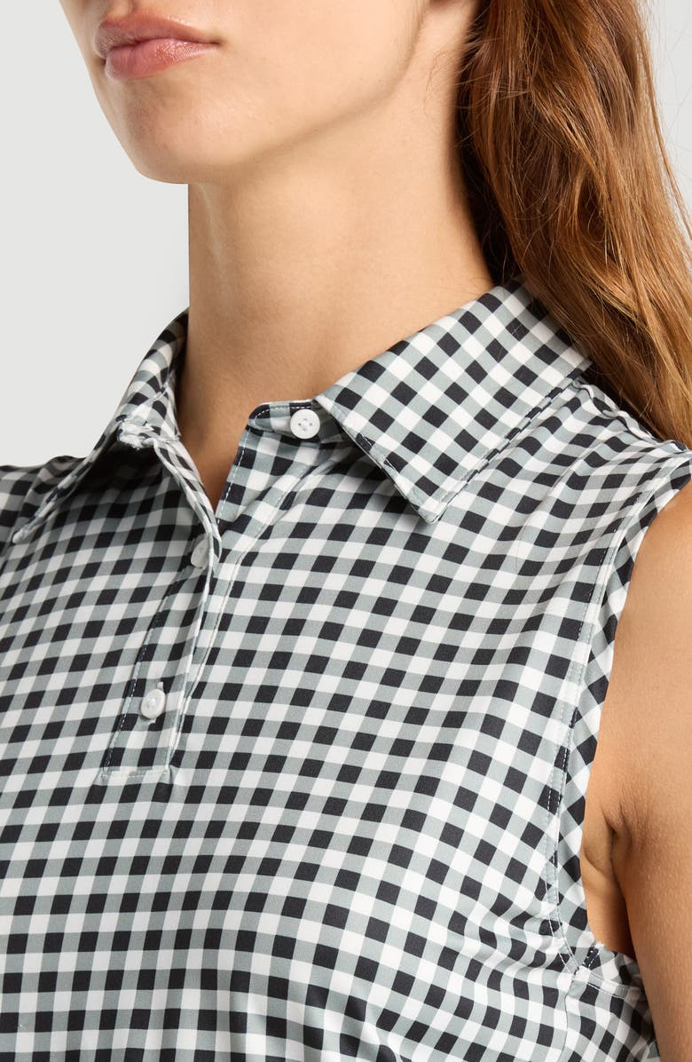 Rhone Court Gingham Sleeveless Polo, Alternate, color, Black Gingham