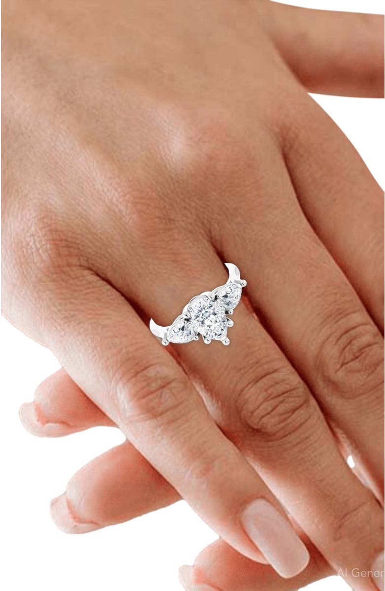 Bliss Diamond 2Ct TW Pear Shape Three Stone Diamond Engagement Ring in 14k Gold Lab Grown, Alternate, color, 14K White Gold