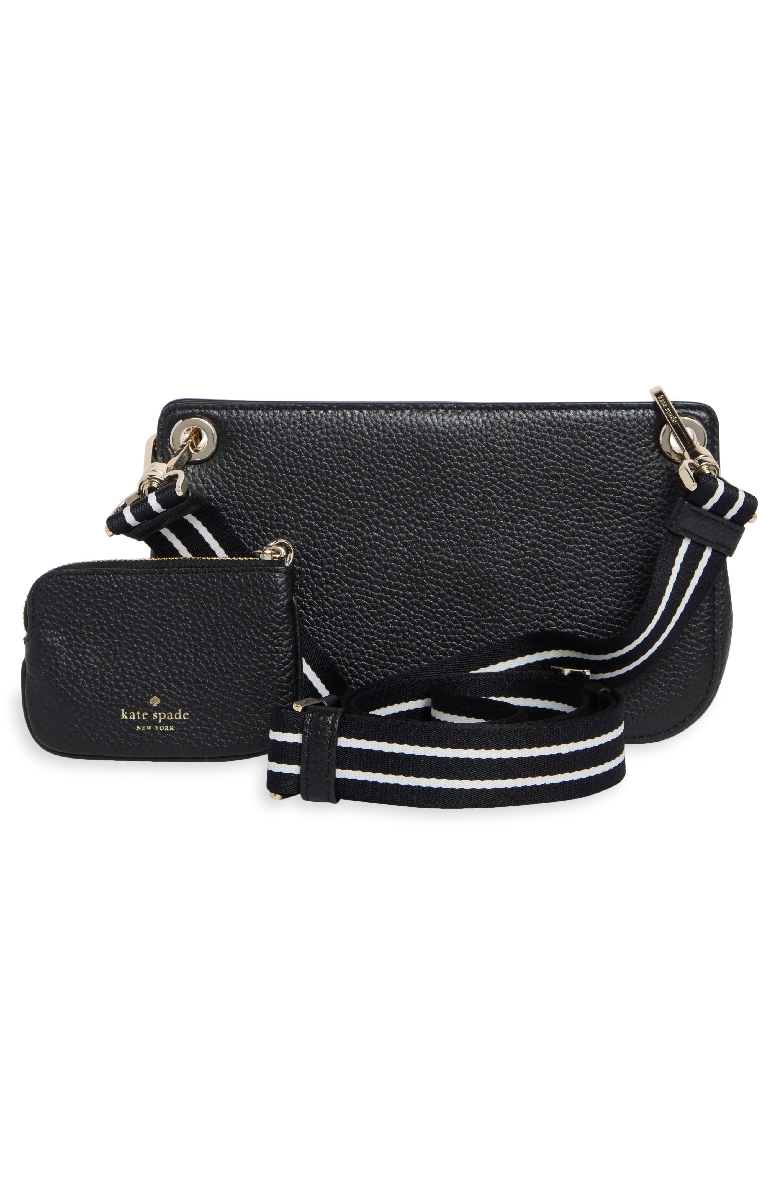Kate Spade New York small flap crossbody bag and pouch, Alternate, color, Black