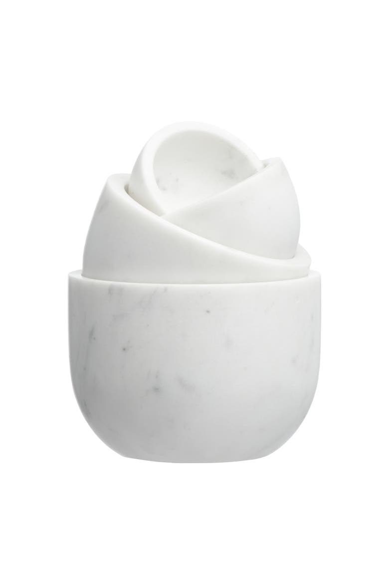 White Marble Bowls, Set of 4, Alternate, color, White
