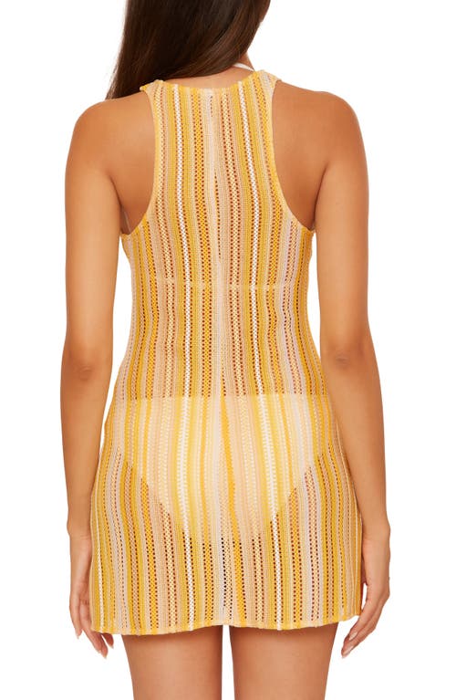 Becca Cabo Stripe Sheer Cover-up Minidress In Yellow