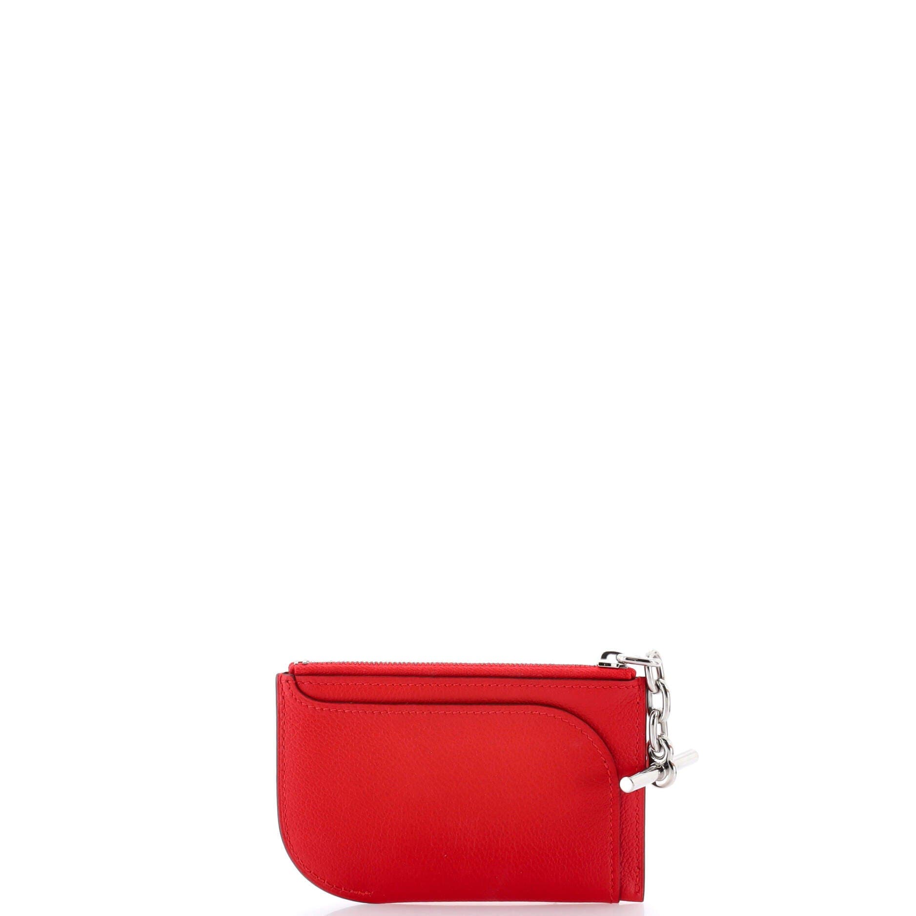 Pre-Owned Hermes Strap Card Holder Evercolor, Alternate, color, Rouge De Coeur