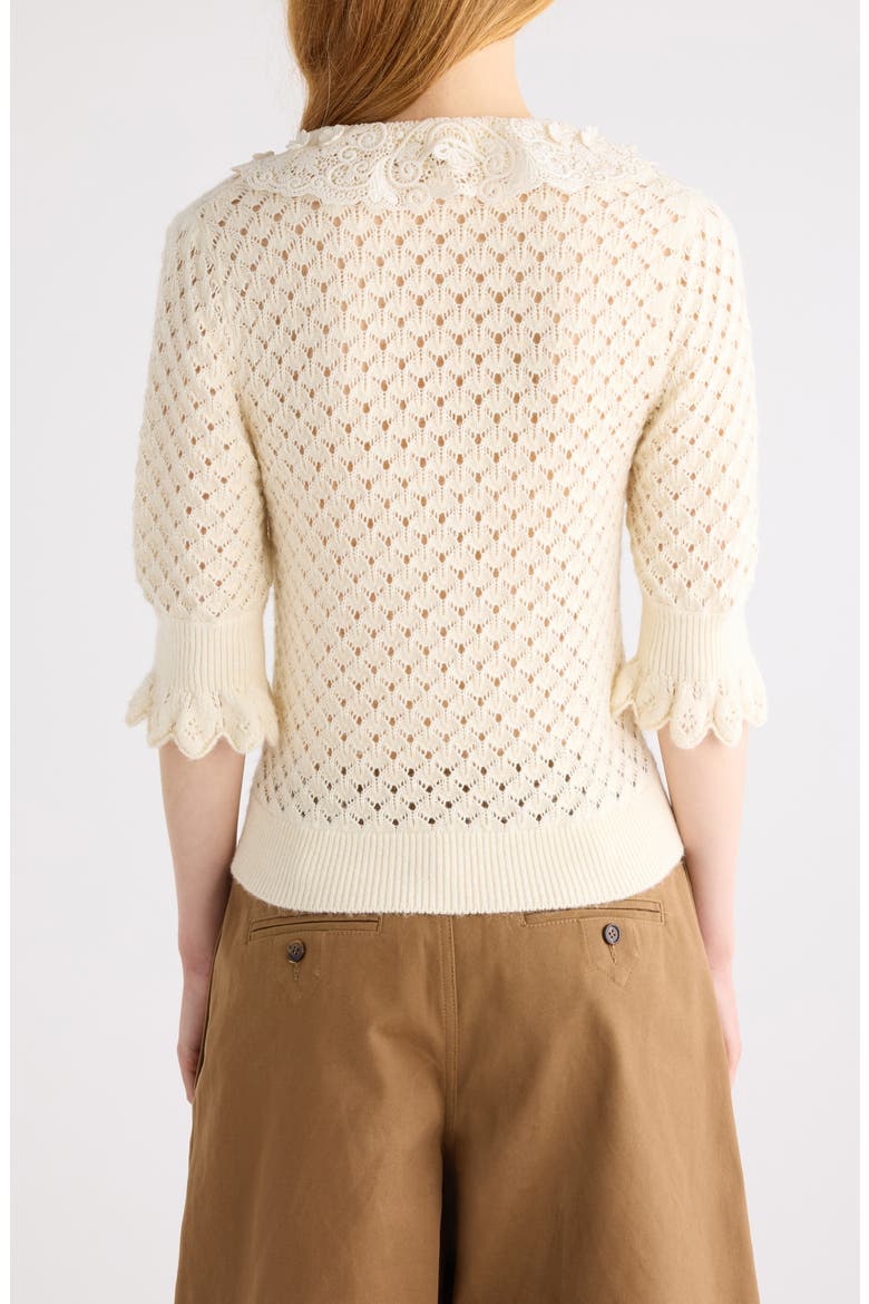 Pointelle Cotton, Alpaca & Silk Blend Sweater, Alternate, color, ICONIC MILK