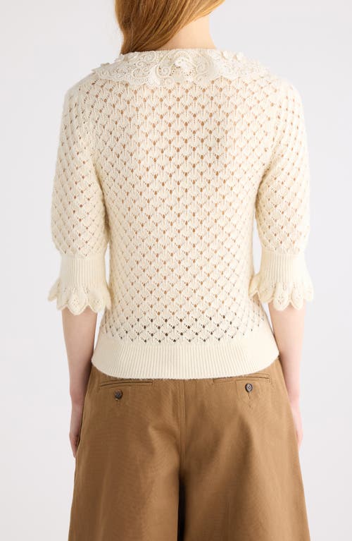 Chloé Pointelle Knit Sweaters And Cardigans White In Yellow