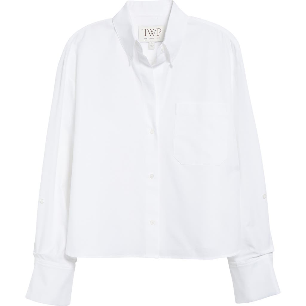Twp J.d. Crop Button-up Shirt In White