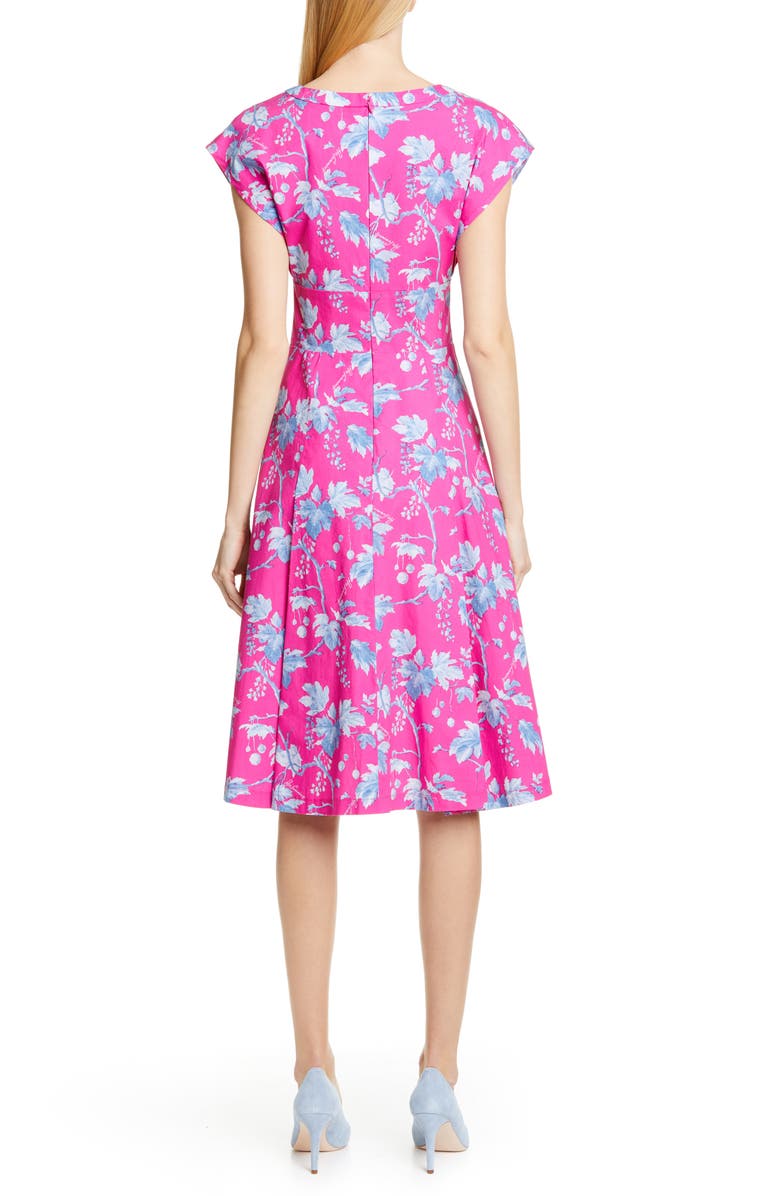 Carolina Herrera Leaf Print Stretch Cotton Dress, Alternate, color, 