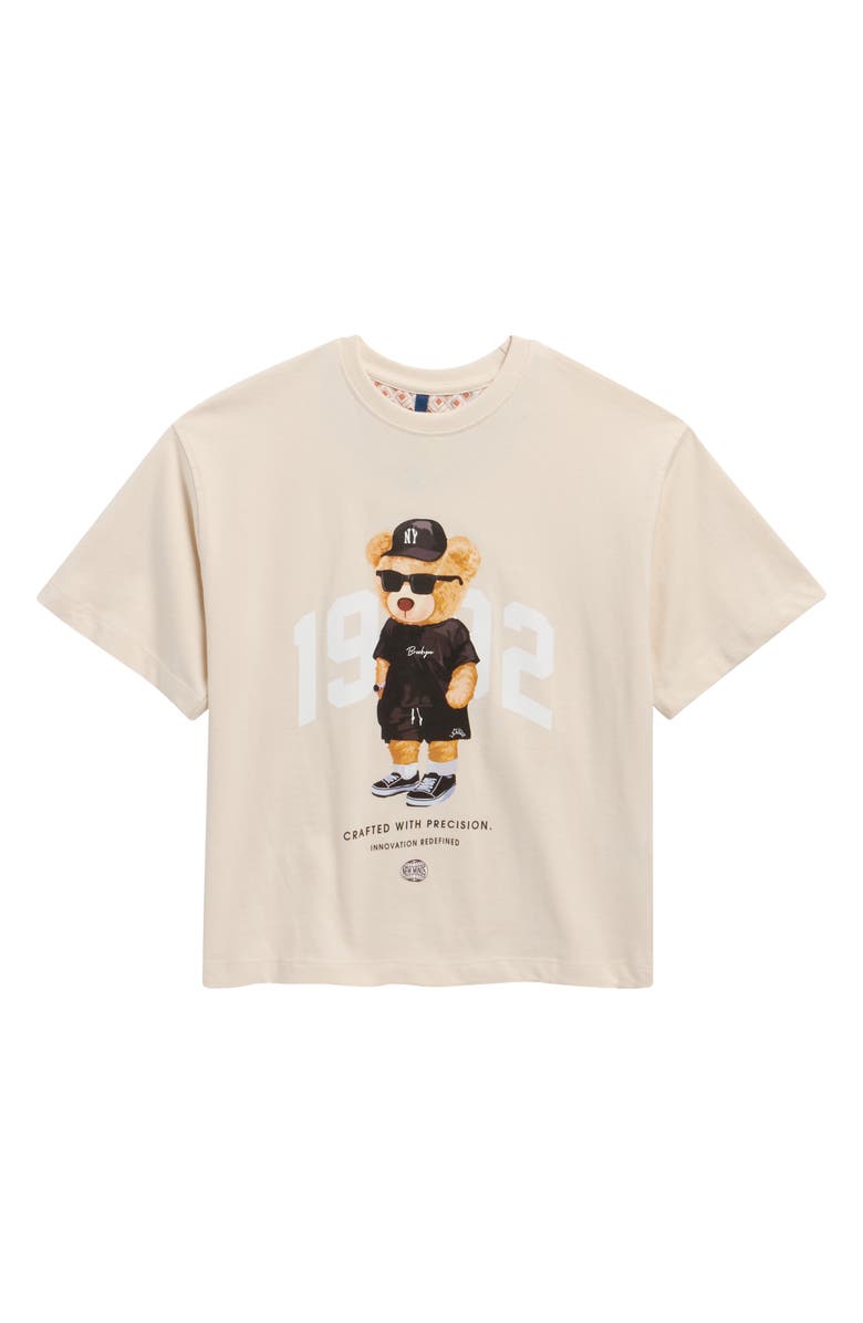 DENIM AND FLOWER Kids' Bear Cotton Graphic T-Shirt, Main, color, Sand