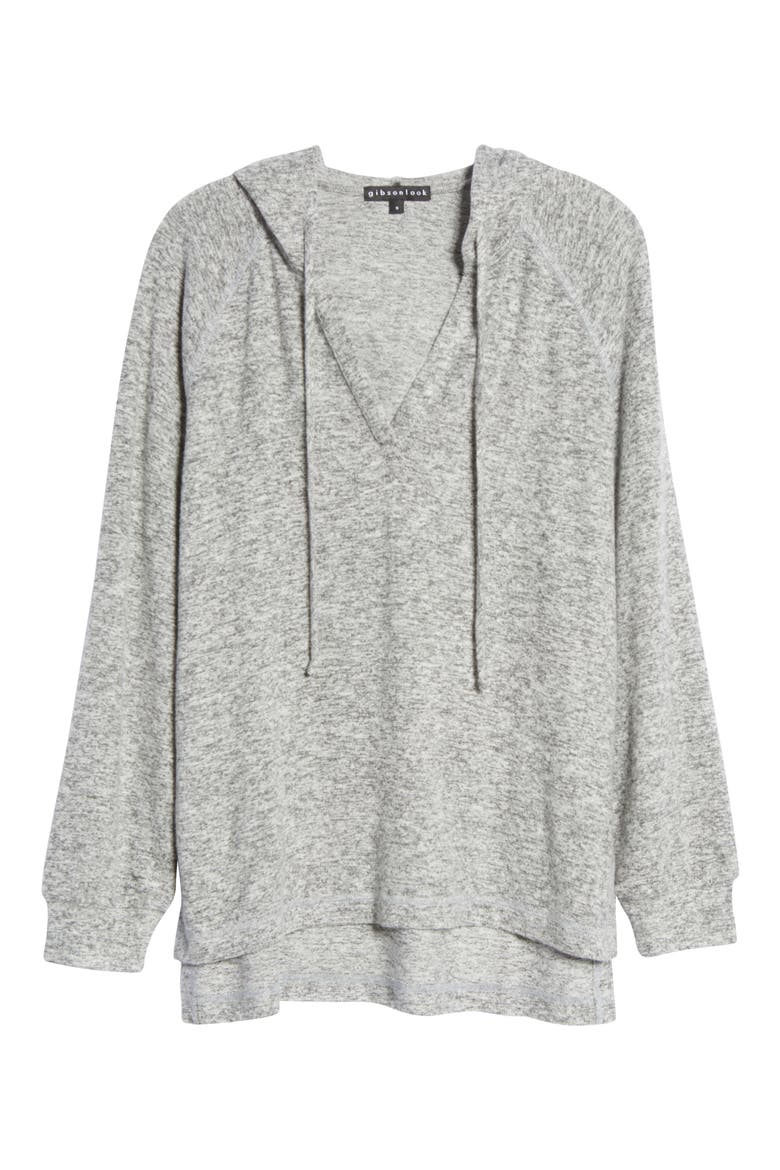 Split Neck Hoodie, Alternate, color, HEATHER GREY