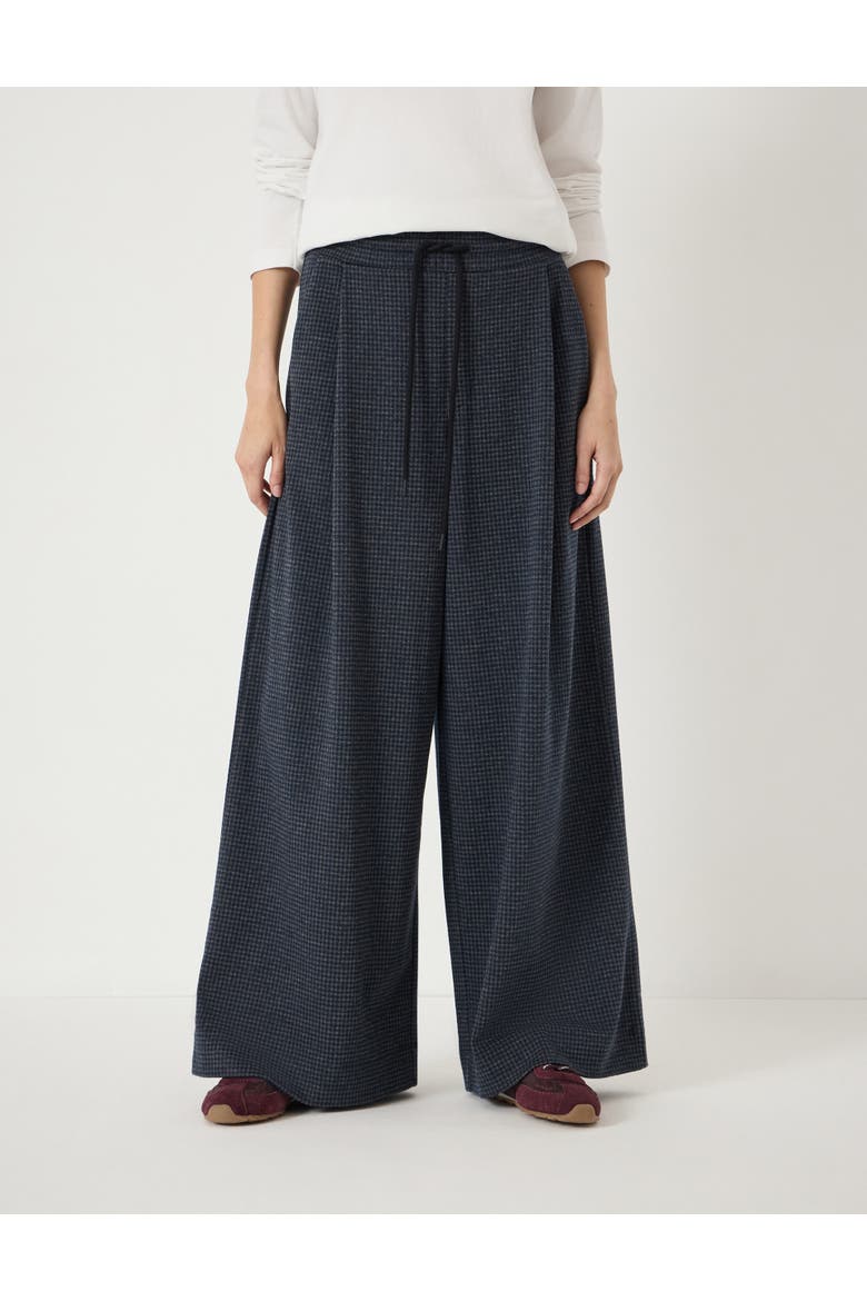 Taylor Check Wide Leg Jersey Pants, Main, color, Dark Charcoal