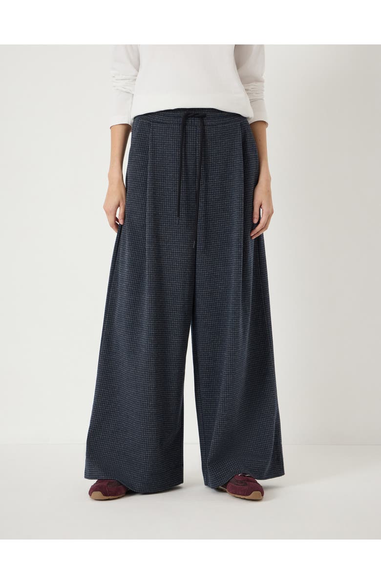 Hush Taylor Check Wide Leg Jersey Pants, Main, color, Dark Charcoal