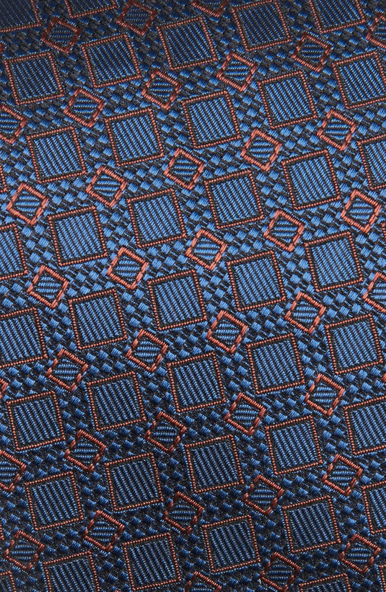 Brioni Geometric Jacquard Silk Tie, Alternate, color, Navy/ Brown