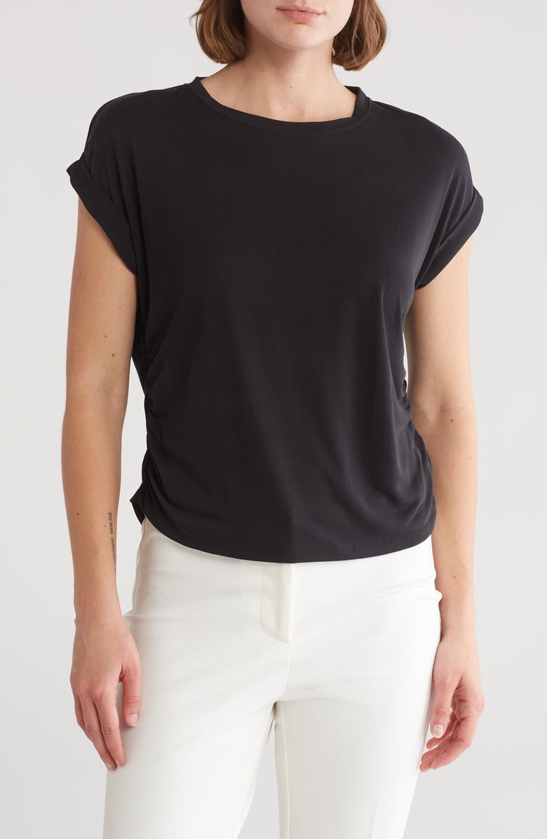 INDUSTRY REPUBLIC CLOTHING Side Ruched Top, Main, color, Black