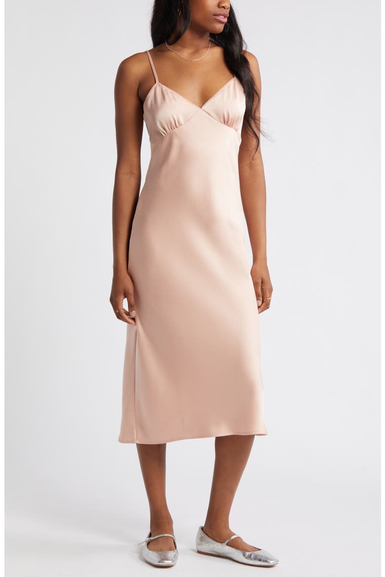 Satin Midi Slipdress, Main, color, PINK ROSECLOUD