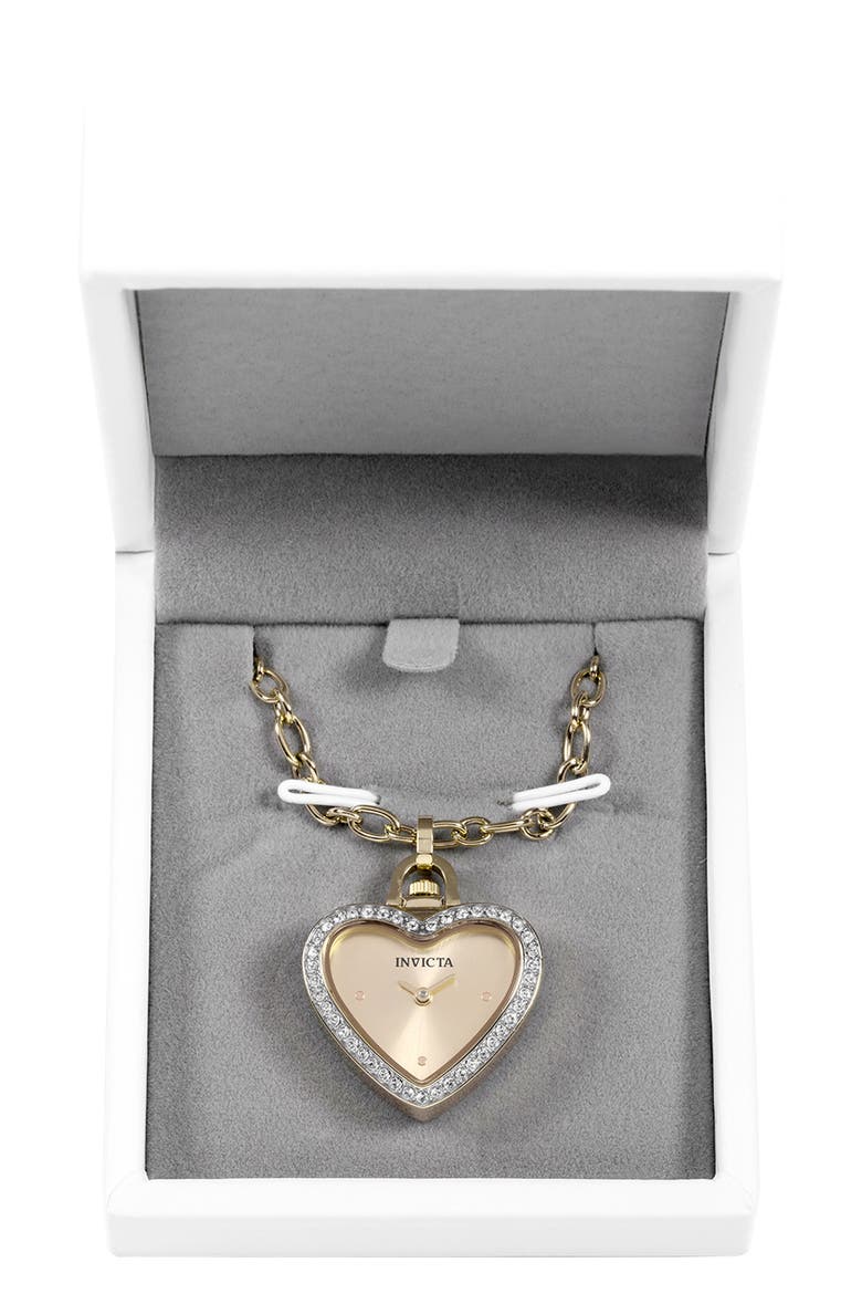 Mini Heart Pendant Chain Watch, 27.5mm, Alternate, color, GOLD