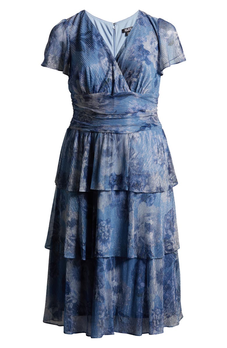 SL FASHIONS Metallic Tiered Dress, Alternate, color,