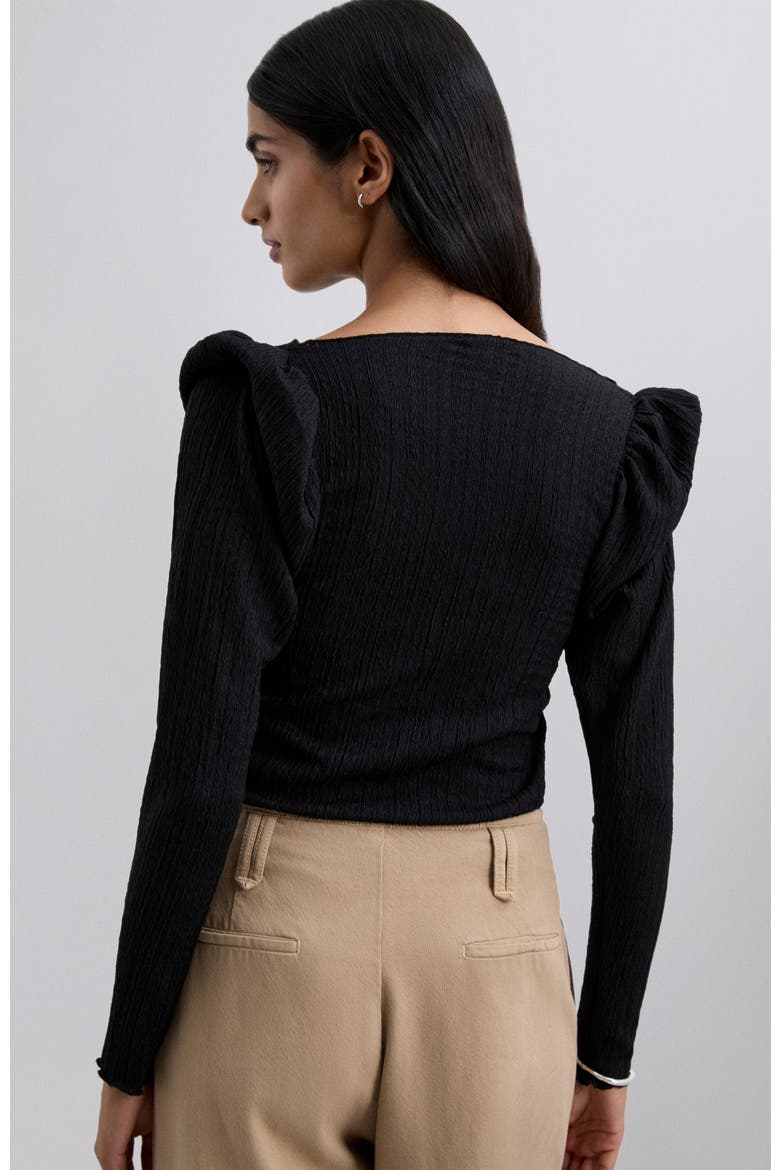 Wrinkle Puff Ls Tee, Alternate, color, Black