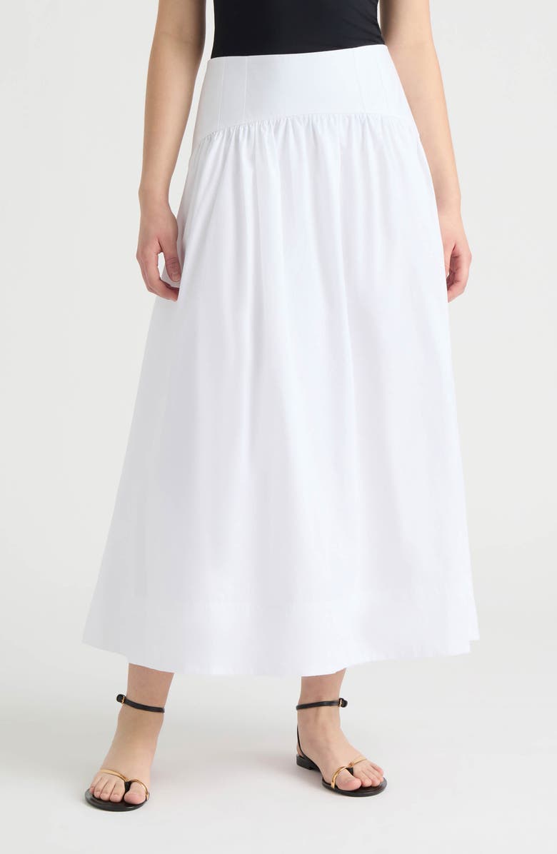 NVLT Poplin Gathered Midi Skirt, Main, color, White