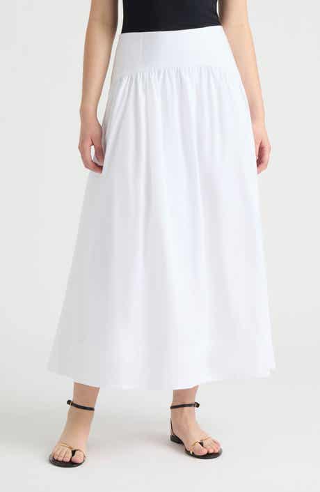 NVLT Poplin Gathered Midi Skirt