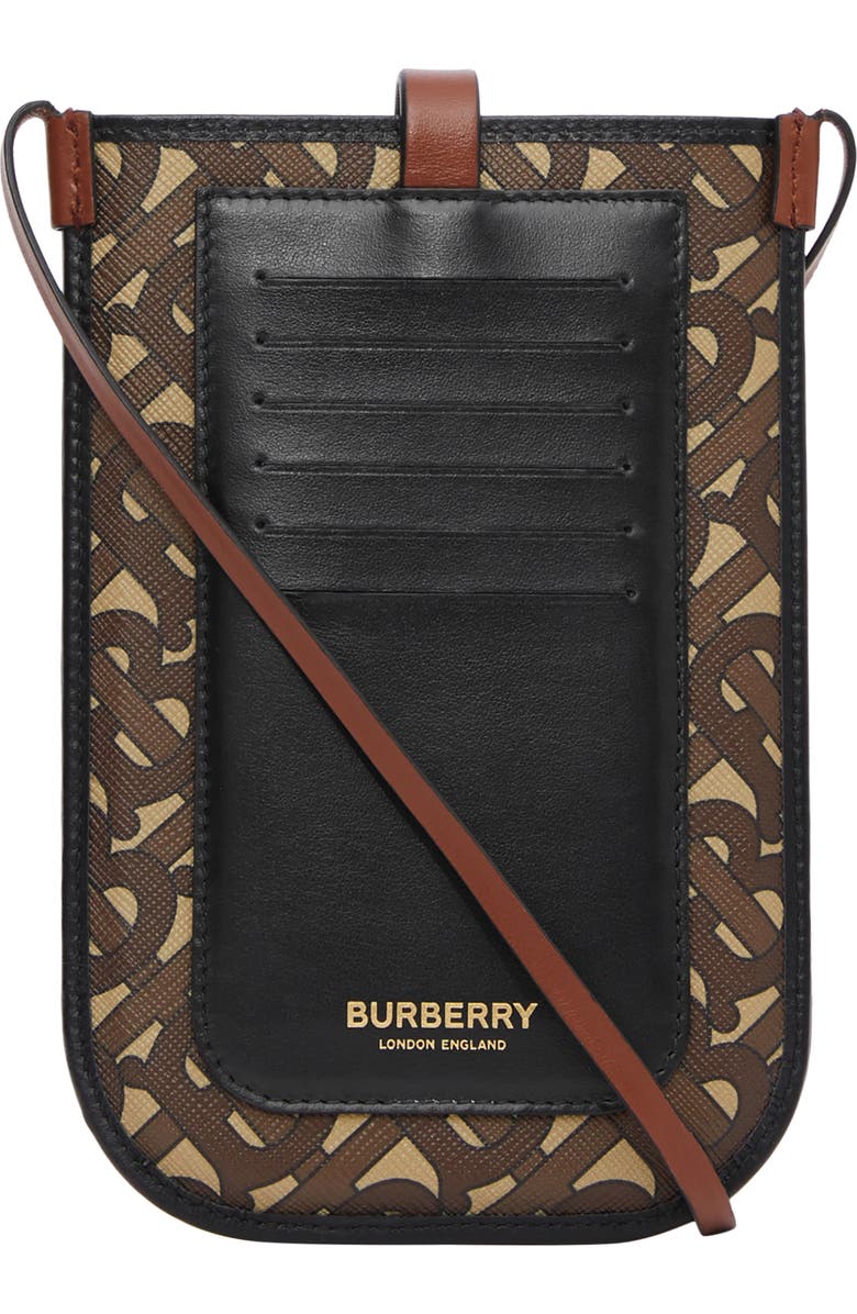 Burberry Anne Monogram Print E-Canvas & Leather Smartphone Crossbody Case, Alternate, color,