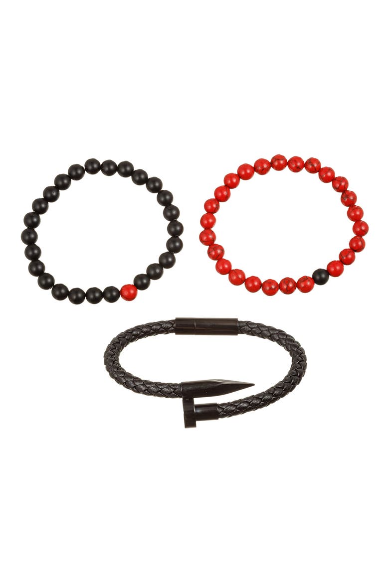 Men's Set of 3 Colin Beaded Bracelets, Main, color, BLACK