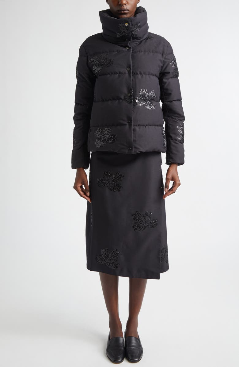 Herno Sequin Flannel Down Puffer Jacket, Alternate, color, Nero