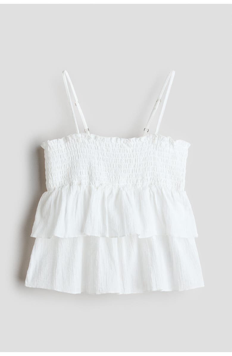 H&M Tiered Cotton Top, Main, color, White