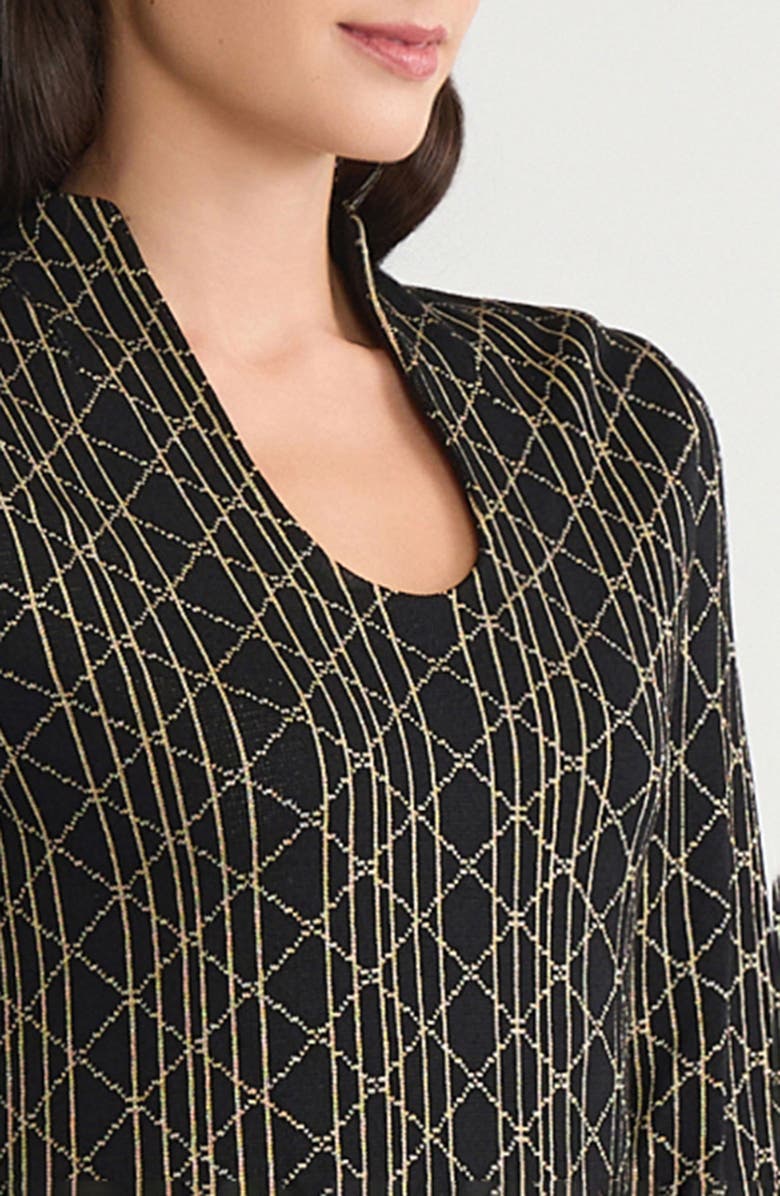 Ming Wang Art Deco Metallic Tunic, Alternate, color, Black/ Gold