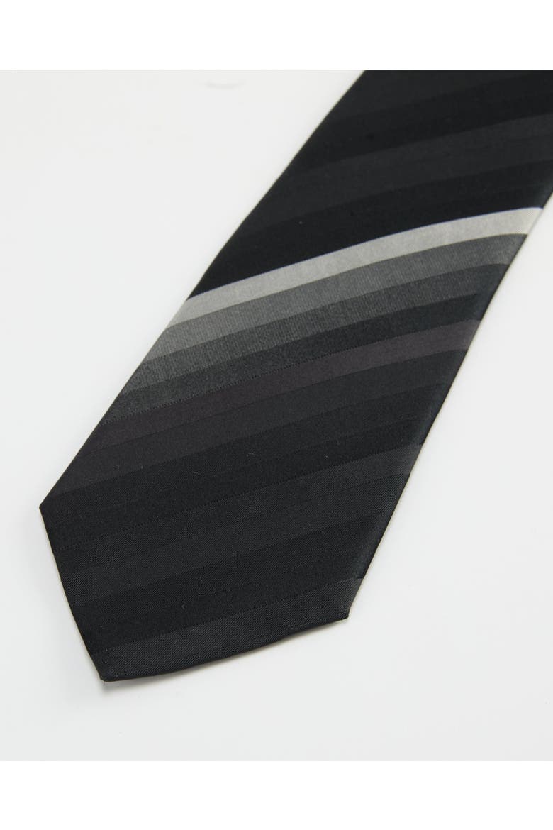 Gradient Striped Silk Jacquard Tie, Alternate, color, Charcoal