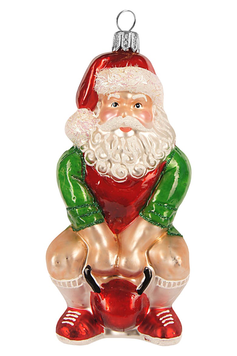 Kettlebell Santa Ornament, Main, color, RED MULTI