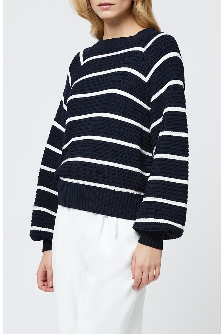 Lily Mozart Stripe Cotton Sweater, Alternate, color, NAVY SUMMER WHITE