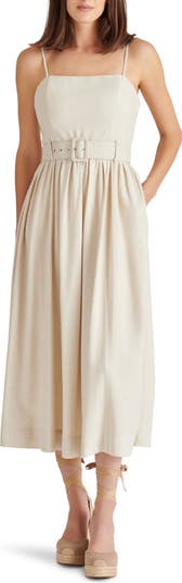 Napoli Belted Linen Blend Midi Dress