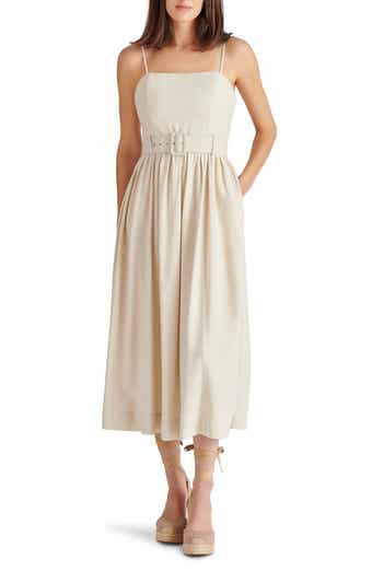 Steve Madden Napoli Belted Linen Blend Midi Dress