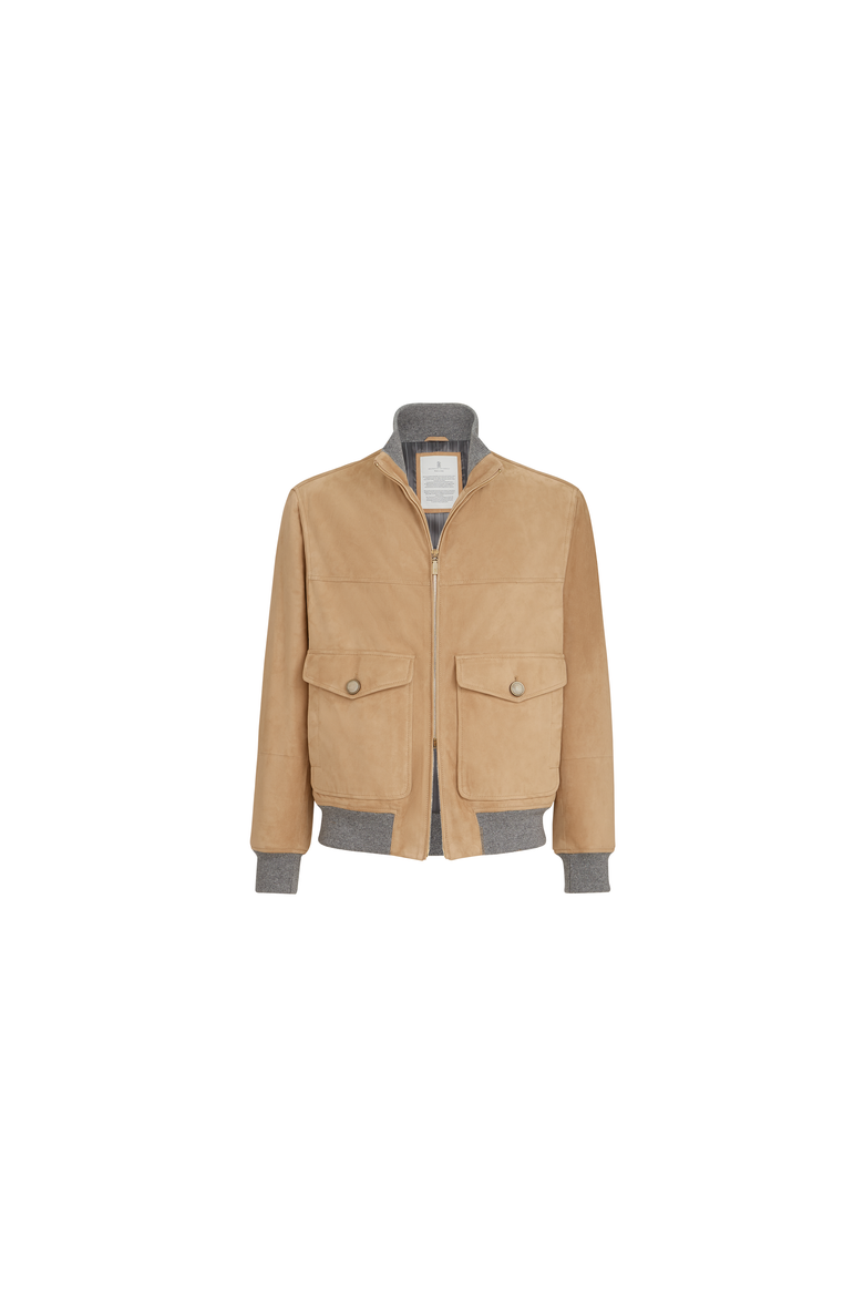 Suede bomber jacket with Thermore® padding, Alternate, color, Sand