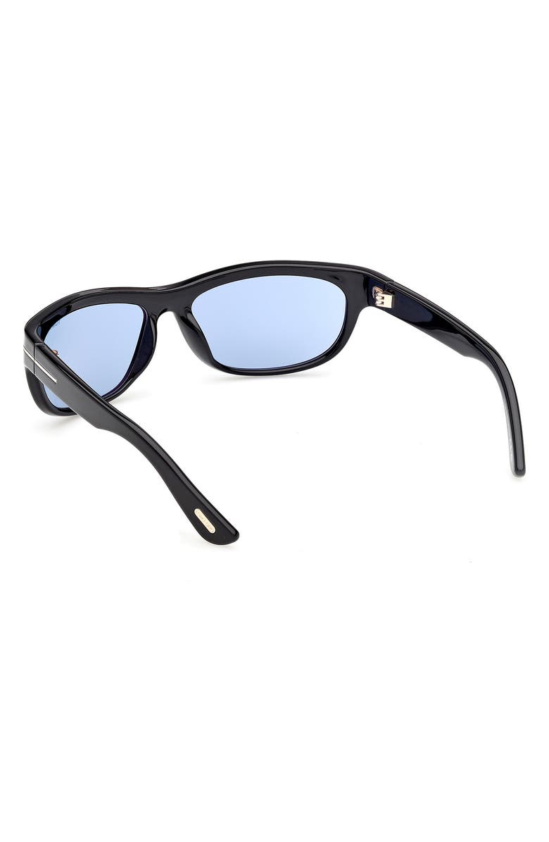 TOM FORD Anders 62mm Oversize Rectangular Sunglasses, Alternate, color, Shiny Black / Blue Lens