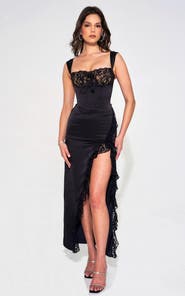 Miss Circle Freddie Corset Lace Satin Maxi Dress