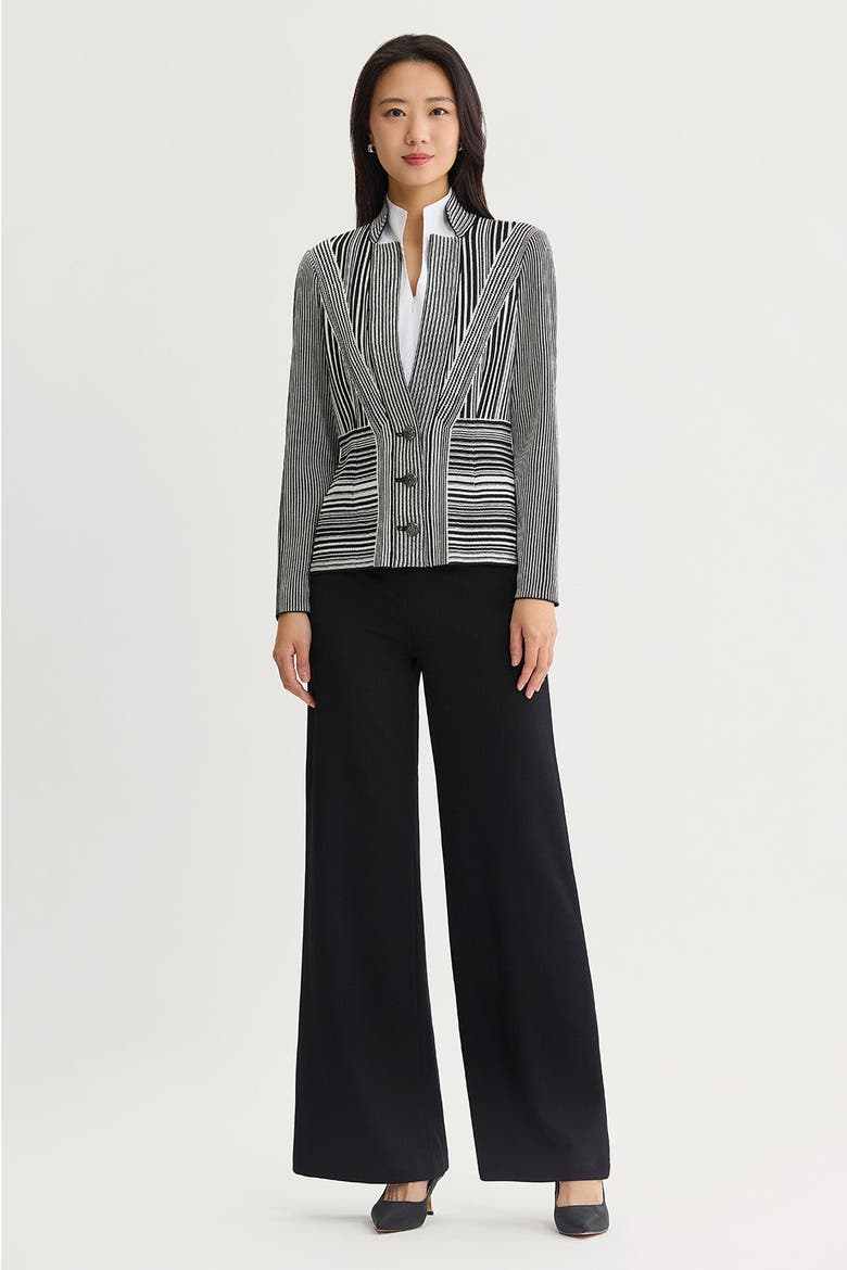 Monochrome Striped Knit Jacket, Alternate, color, Black