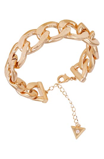 Guess Curb Chain Bracelet In Goldtone
