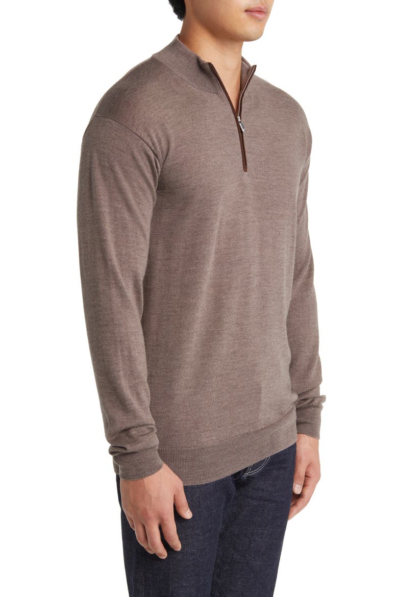 Autumn Crest Wool Blend Quarter Zip Pullover, Alternate, color, BIRCH