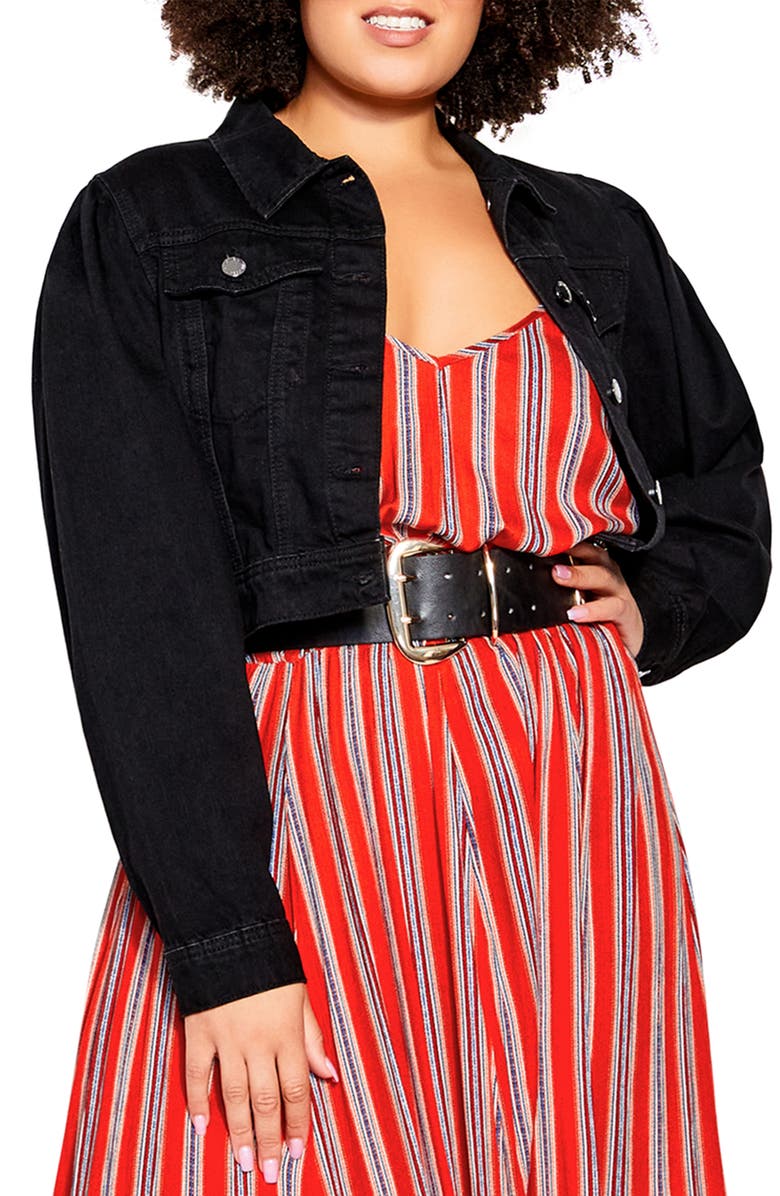 City Chic Crop Denim Jacket, Main, color, 